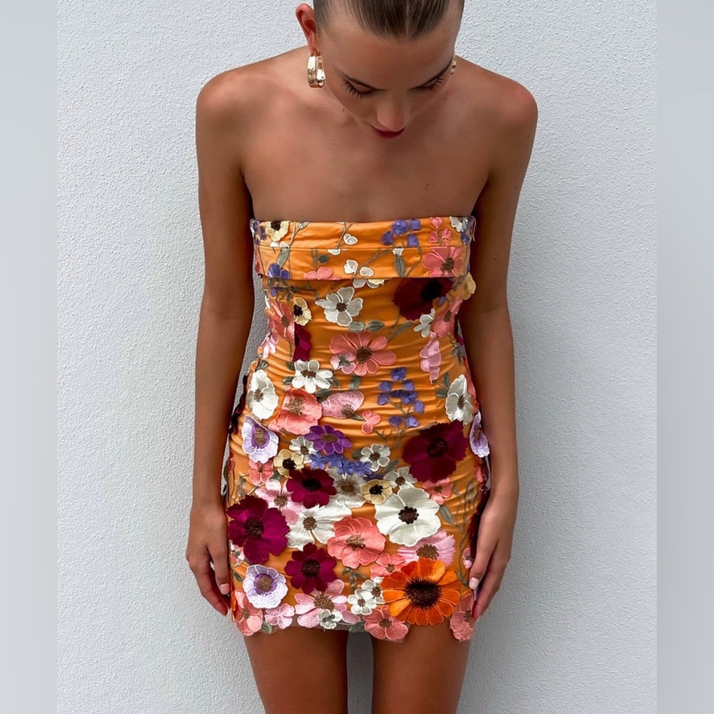 NEW Mishkah Floral Strapless Dress